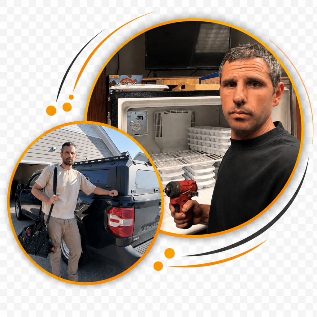 Appliance repair technician Kir servicing a commercial ice maker